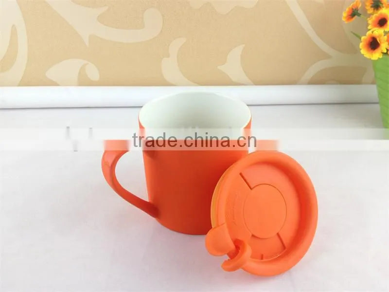 promotional color glaze ceramic mug with lid