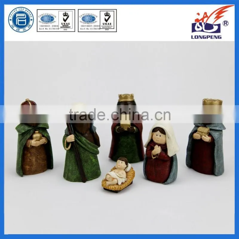 2017 NEW style catholic polyresin christmas cartoon nativity scene set wholesale