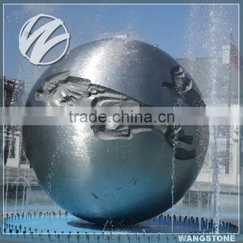 Outdoor stainless steel spinning water round ball fountain