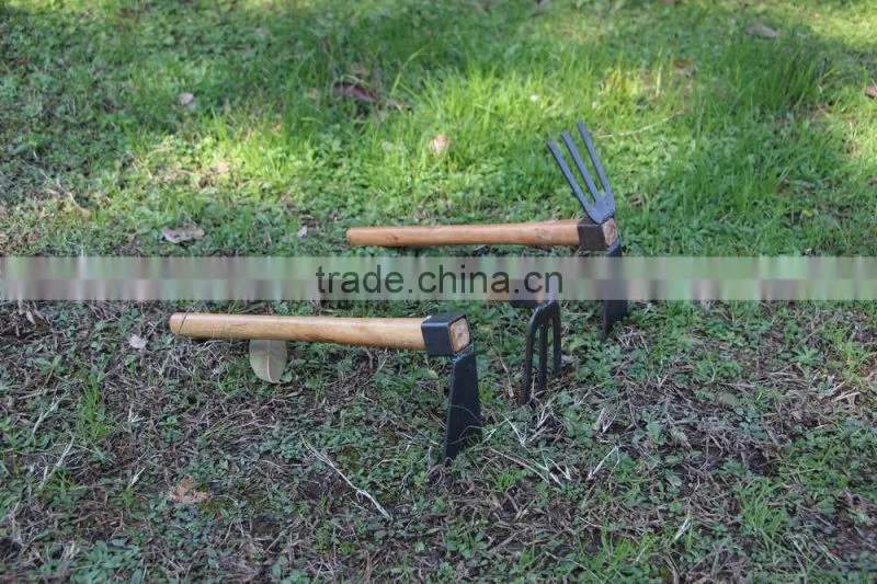 high quality 3 prong garden hoe with wooden handle