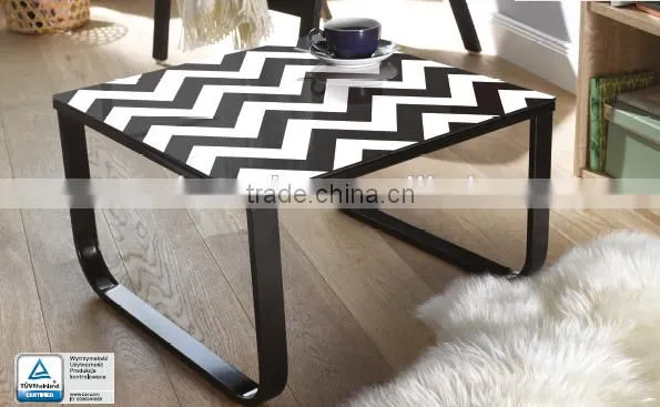 Coffee table Steel tube tempered glass with printing