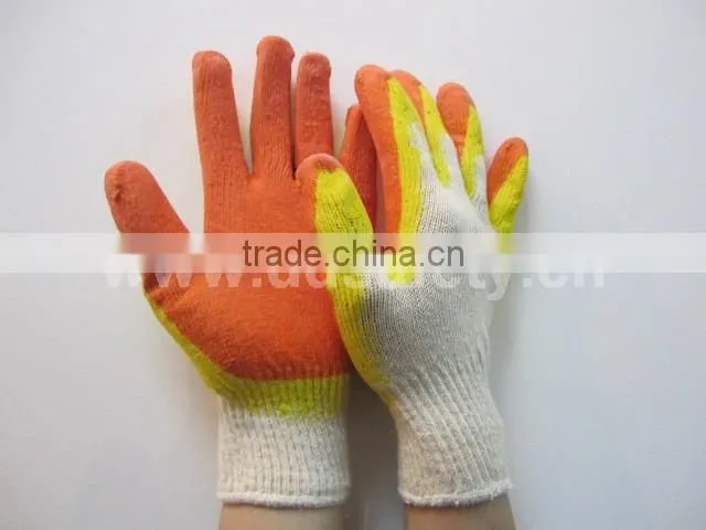 DDSAFETY 2017 Beige Cotton Knitted Gloves with Double Color Latex Coated Safety Gloves