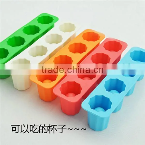 fast shipping 2014 gift packing tray Silicone Ice shot glass