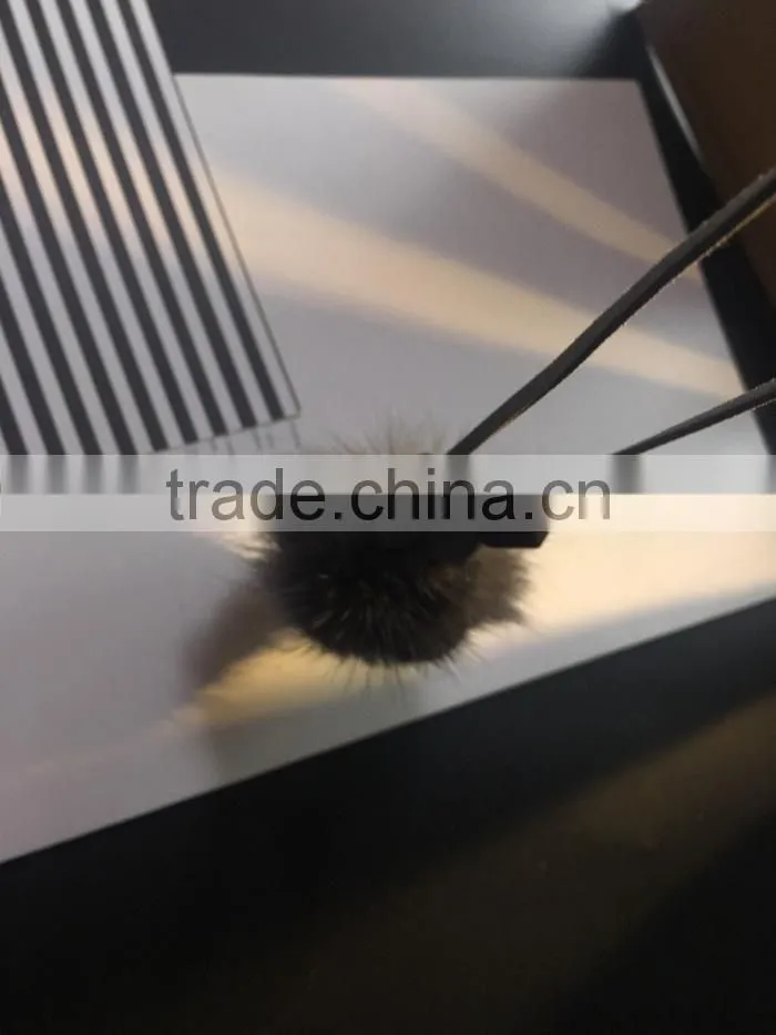 winter mink fur ball pendant necklace geometric bead suede leather necklace velvet leather necklace
