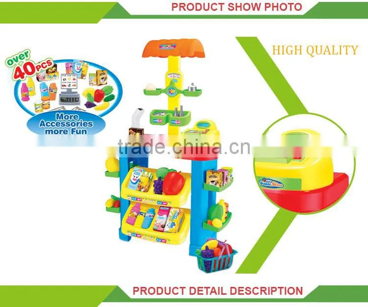 Hot sale plastic supermarket play kids kitchen set toy