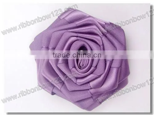 2" purple organza flower ribbon roses