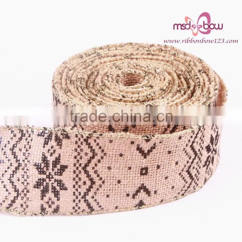 2.5 inch jute ribbon custom printed jute ribbon christmas ribbon