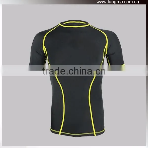 Slim Fit Sexy 85%polyester 15% Spandex Compression Short Shirts and Shorts,Custom O-Neck / V-Neck MMA Rash Guard