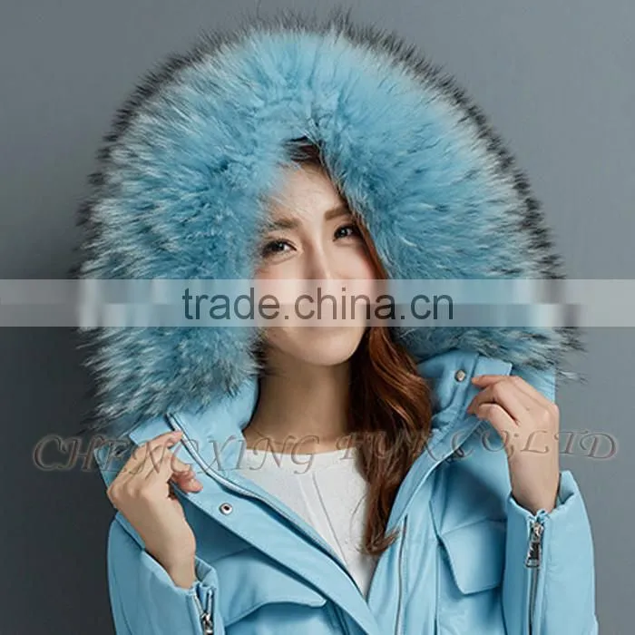 CX-A-01D Colorful Super Quality Big Real Raccoon Fur Trim For Hood