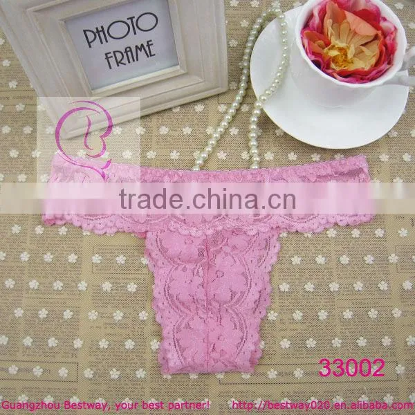 Sexy girls transparent mix lace thong