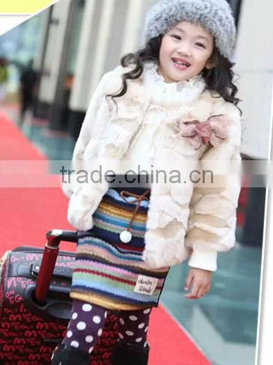 2016 New design clothing of winter white fur dresses for kids girls