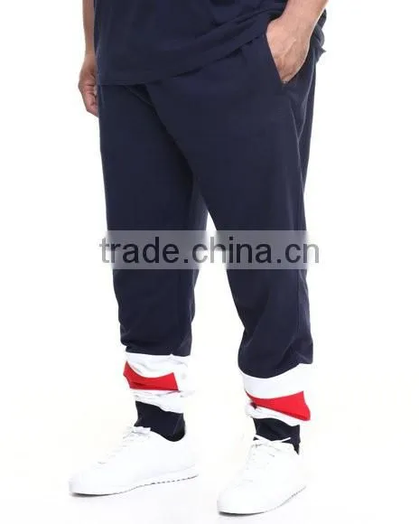 adjustment draw-strings waistline pants Pieced contrasting color block design Sweatpant plus size casual pant