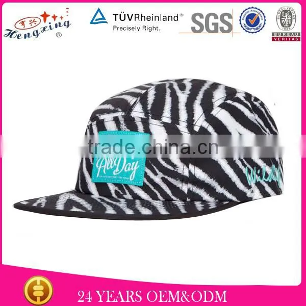 Accessories aztec pattern 5 panel cap with leather patch