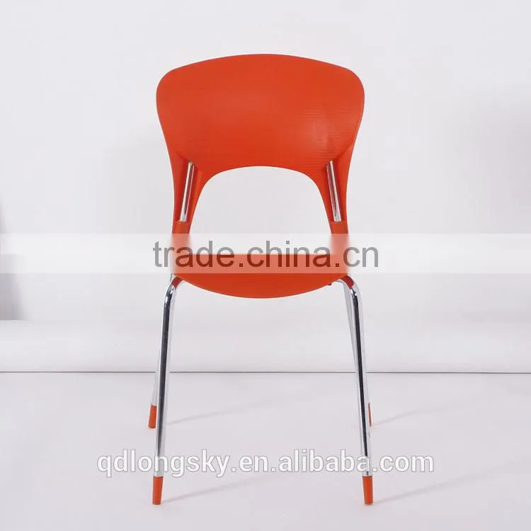 LS-4013 High Quality wholesale PP stacking Plastic Chair for sale Plastic dining Chair with metal legs