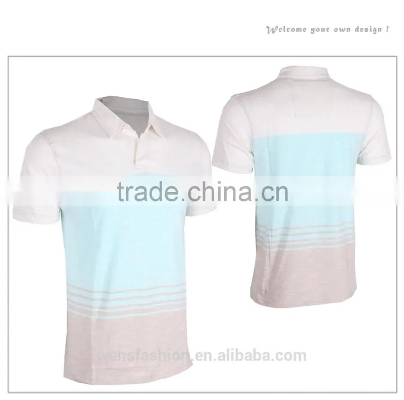 Dry fit Mens short sleeve wide horizontal striped polo tee