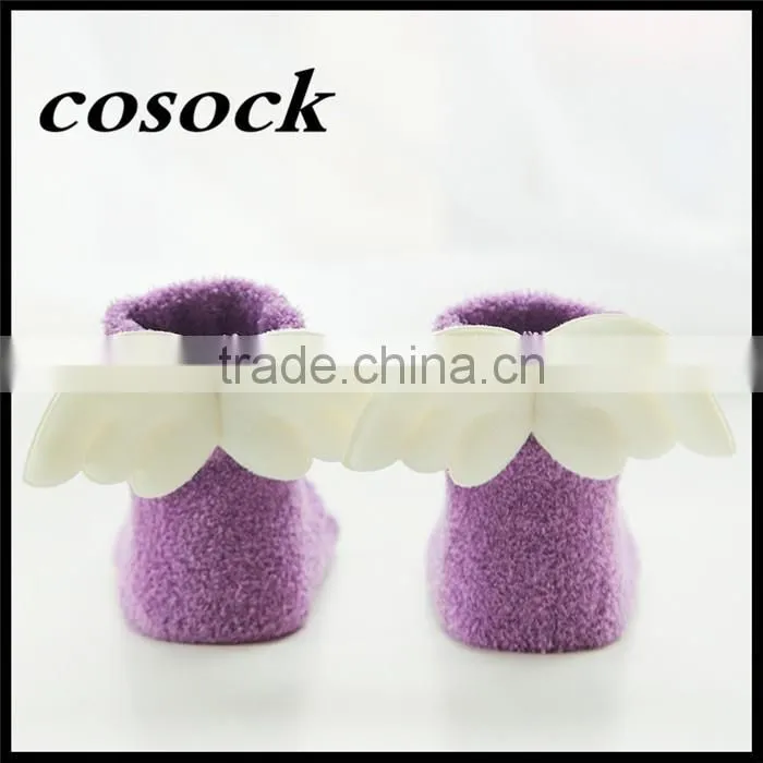 Rainbow color baby clothes little angel fuzzy non-slip socks for newborn infant