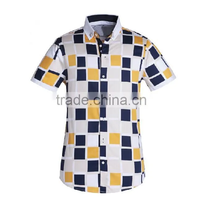 Men's new model t shirts fancy plaid design custom t-shirts