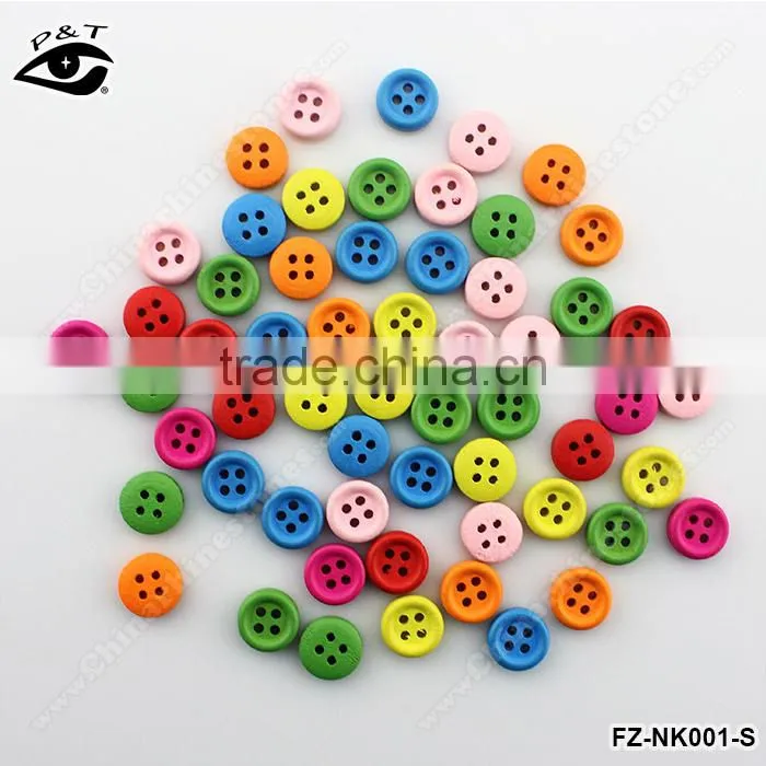 9mm small colorful round wood buttons for clothing craft decorations