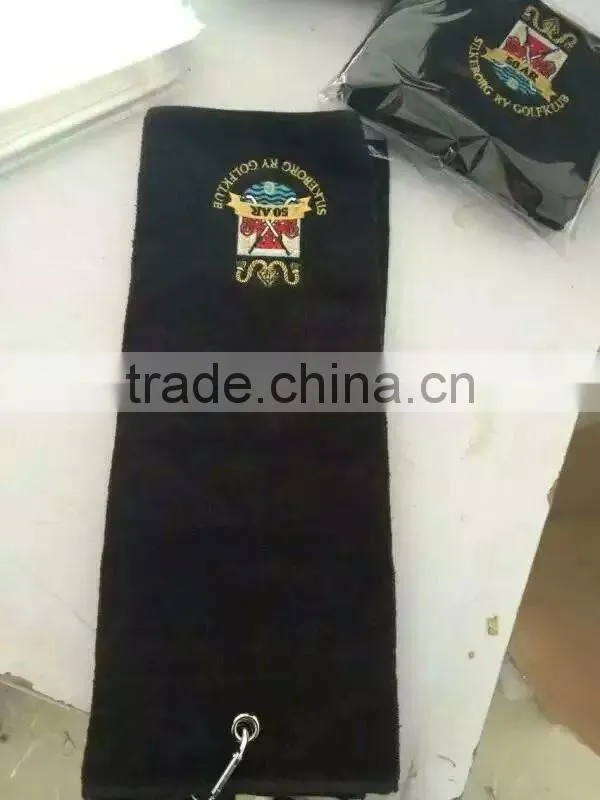 100% cotton customized tri-fold terry velour golf towels