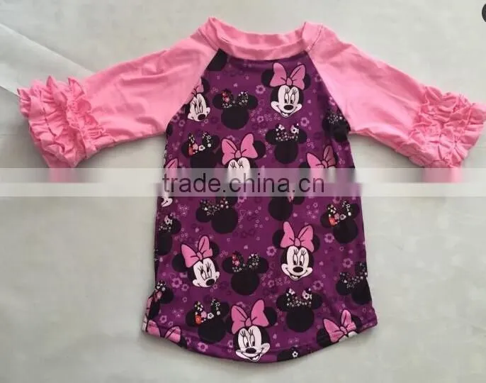2017boy removing clothes of girl image wholesale icing cute animals printed shirt children ruffle shirts toddler