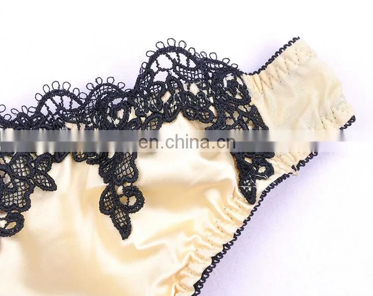 2015 Sexy Hot Gold Tone Black Lace ladies Panties
