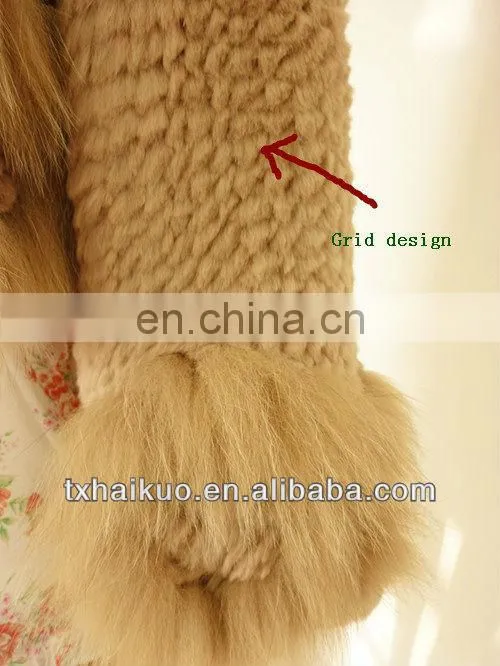 2013 ladies fashion style knitting rabbit fur jacket with fox fur collar