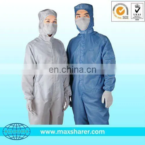 Hot sell anti-static 5mm grid polyester esd jumpsuit in alibaba