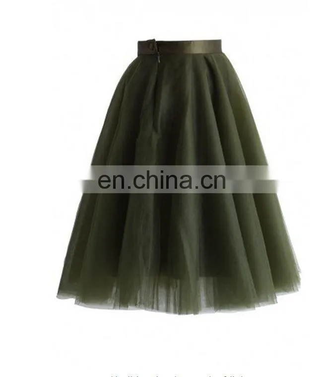 Mesh Tulle Skirt in Olive