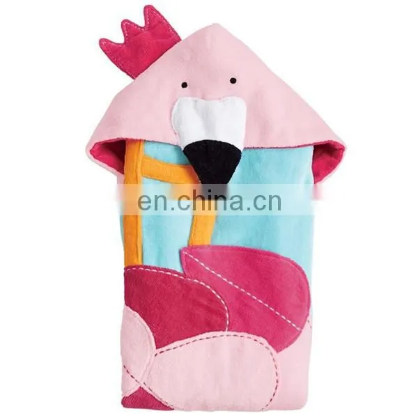 New Baby Gift Towel Custom OEM Pretty Pink Flamingo 100% Bamboo Baby Bath Hooded Towel