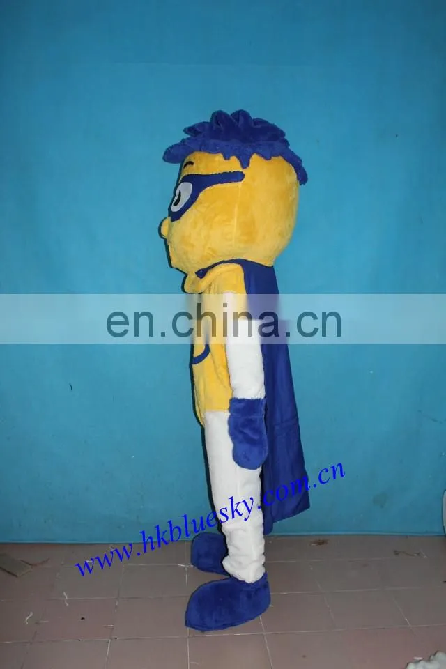 Custom Iman mascot costume with blue cape