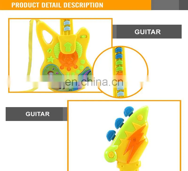 Hot Sale B/O Children Plastic Toy Cartoon Musical Instruments kids mini guitar