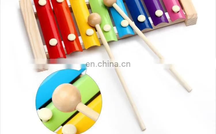 Wooden Musical Toys -8 Note Metal Keys Glockenspiel and Harmonica Instruments Set with Song Sheet for Toddler