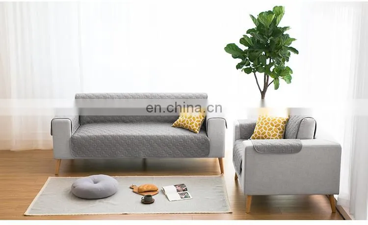 Zhejiang factory checker quilting furniture protector I shape sofa cover