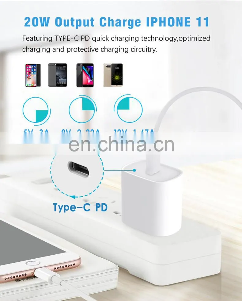 2020 New Product Pd Charger Amazon Top Seller Shenzhen Wholesale Power Banks Mobile Phone Adapters For Iphone 12 20W Pd Charger