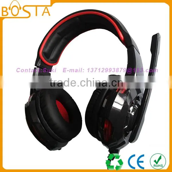 Dongguan factory new headphones gaming headset with mic & LED lighting for PC