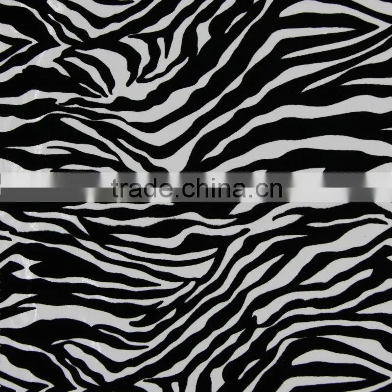 PU leather printed fabric flocking fabric for sofa zebra-stripe