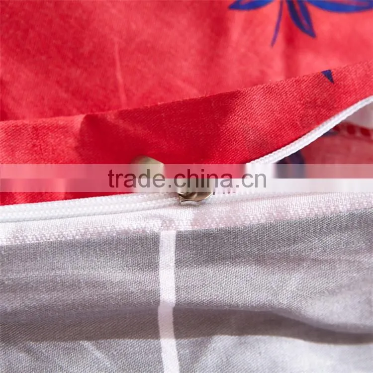 Hot bright color red maple leaf printed cotton sheets set good quality 100% cotton comforter bedding sets low price