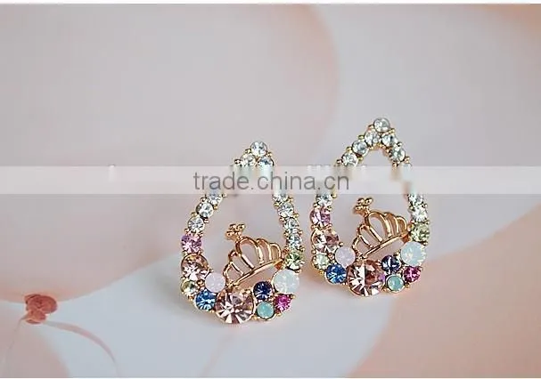 2014 hot sell fashion crystal rhinestone teardrop earring