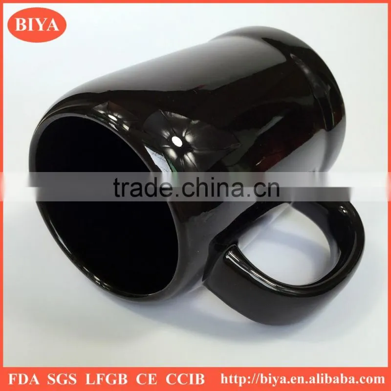 horn beer mug , factory direct wholesale ceramic stoneware black mug
