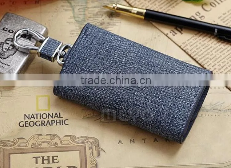 Creative canvas leather key organizer wallet for business