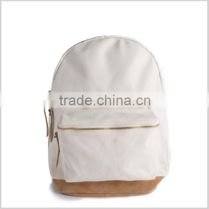 high quality blank canvas backpack/wholesale white backpack/canvas school backpack
