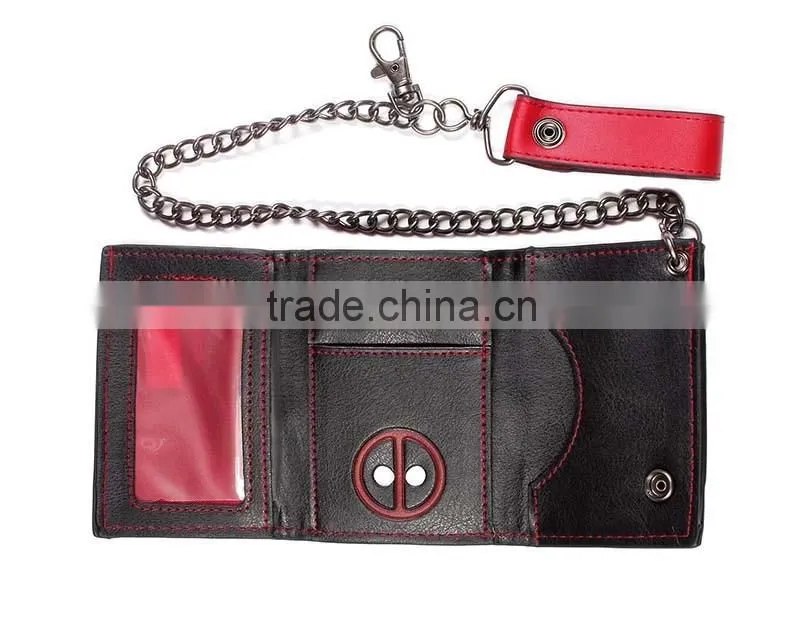 Top Grade real leather Tri-Fold chain wallet designer wallet chains