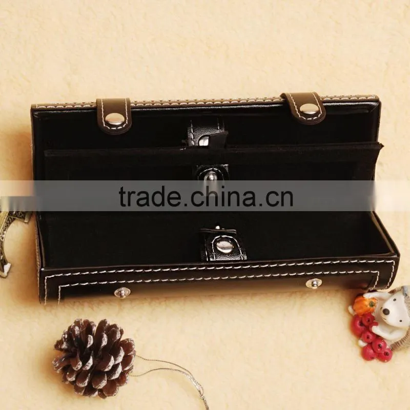 leather cosmetic brush case with closure makeup set cup holder for women