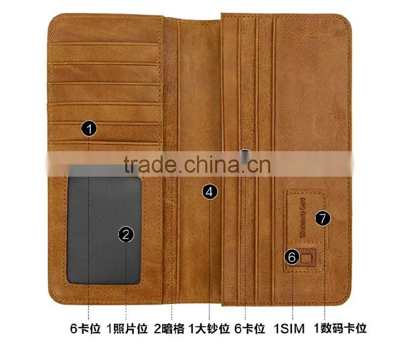 Multifunction high quality real leather men wallet wholesale for iphone6