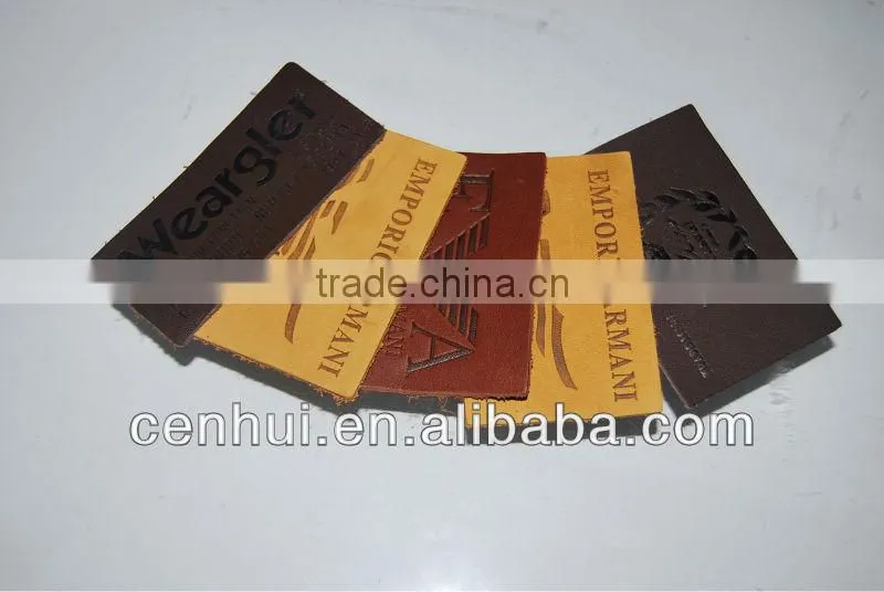 Embossed washable leather patch for jeams