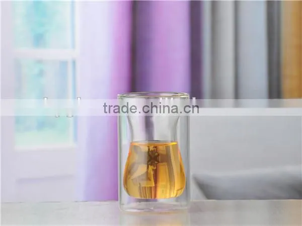 crystal borosilicate double wall glass juice cup