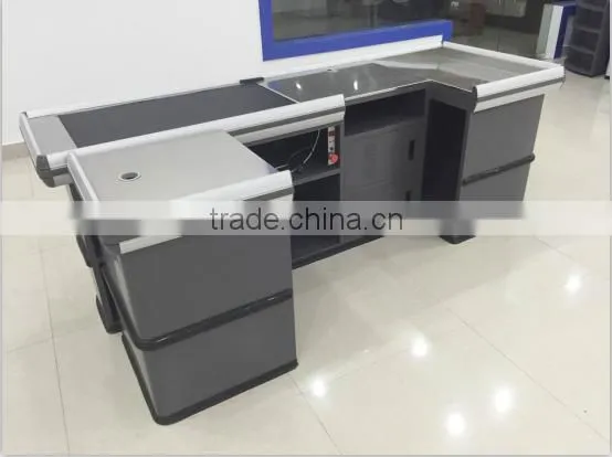 Electric Checkout Counter With Conveyor Blet With Dark Grey