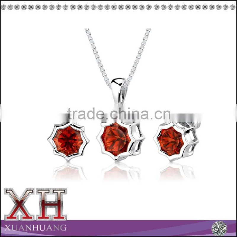 Colorful Women Snowflake Jewelry Set Snowflake Necklace Earrings Jewelry Set