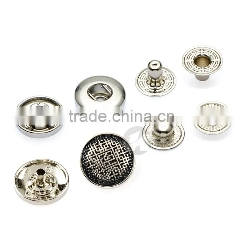 Good Fashion Metal Decorative Engraved Snap Button For Coats