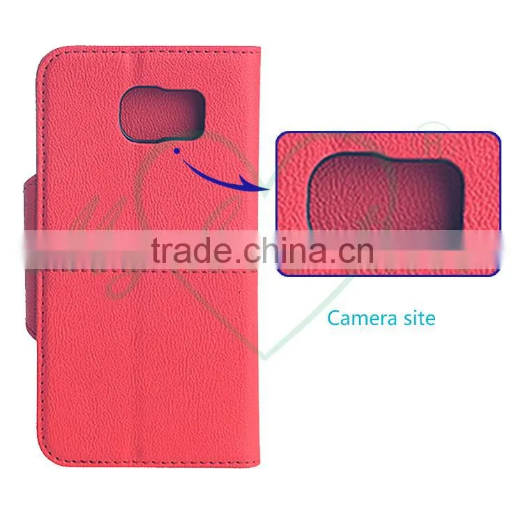 Red and White Patchwork Leather Wallet Case for Samsung Galaxy S7